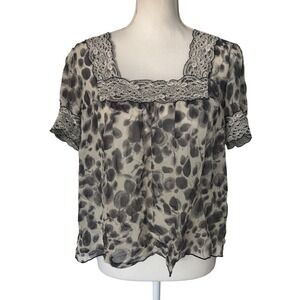 Anna Sui 100% Silk short sleeve top floral Size: medium